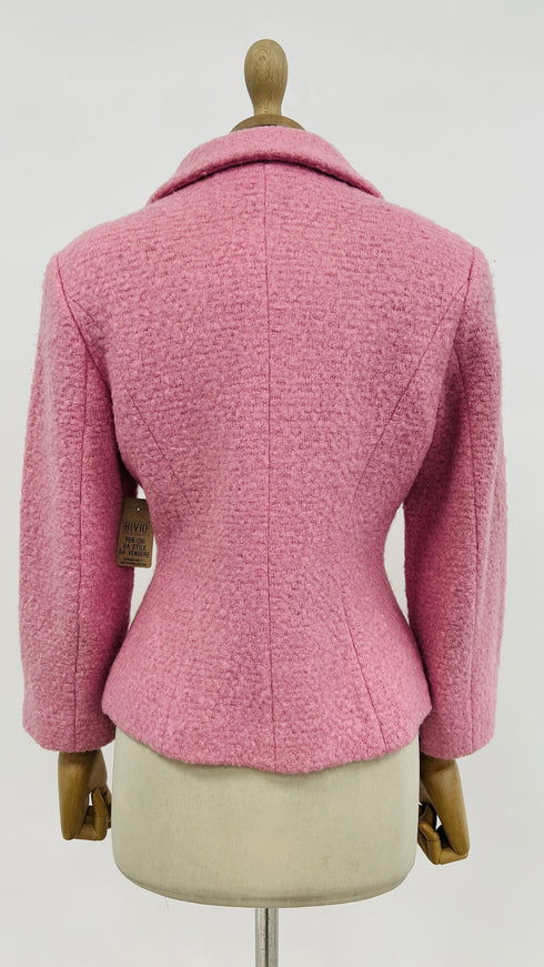 Giacca corta in bouclé rosa