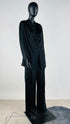 Completo nero in tessuto jacquard satinato