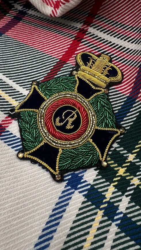 Blazer tartan patch velluto