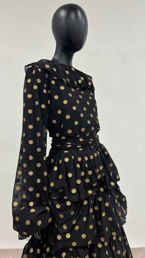 Abito lungo in tulle a pois