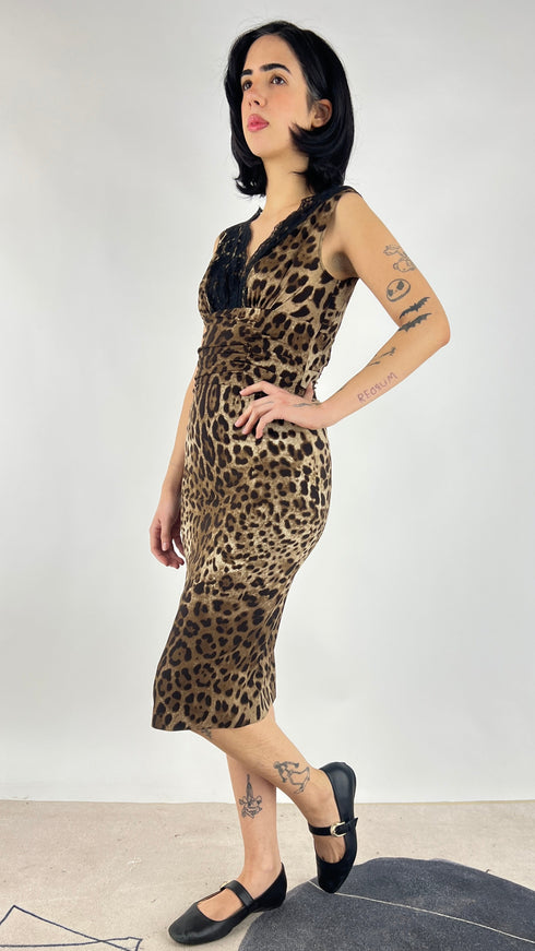 Abito a tubino animalier corto