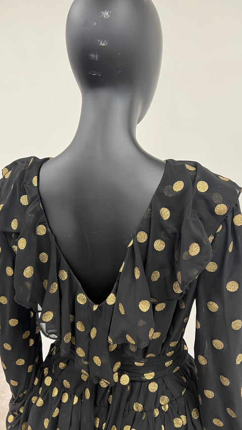 Abito lungo in tulle a pois