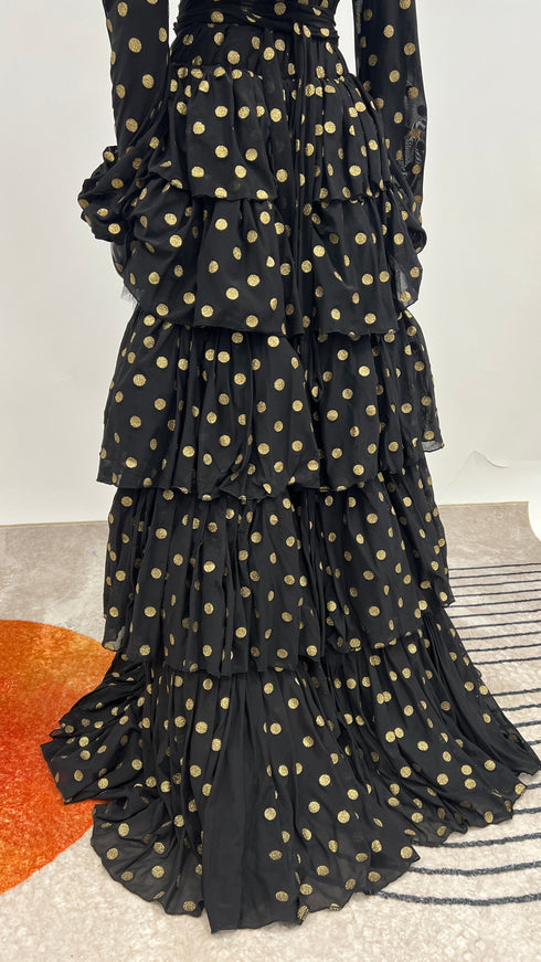 Abito lungo in tulle a pois