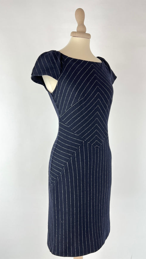 Abito corto gessato blu