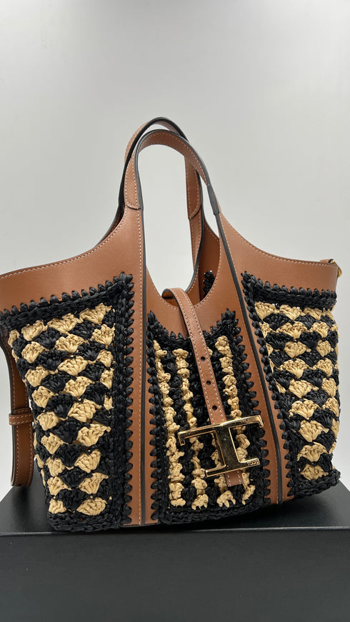 Borsa T-Timeless mini in raffia