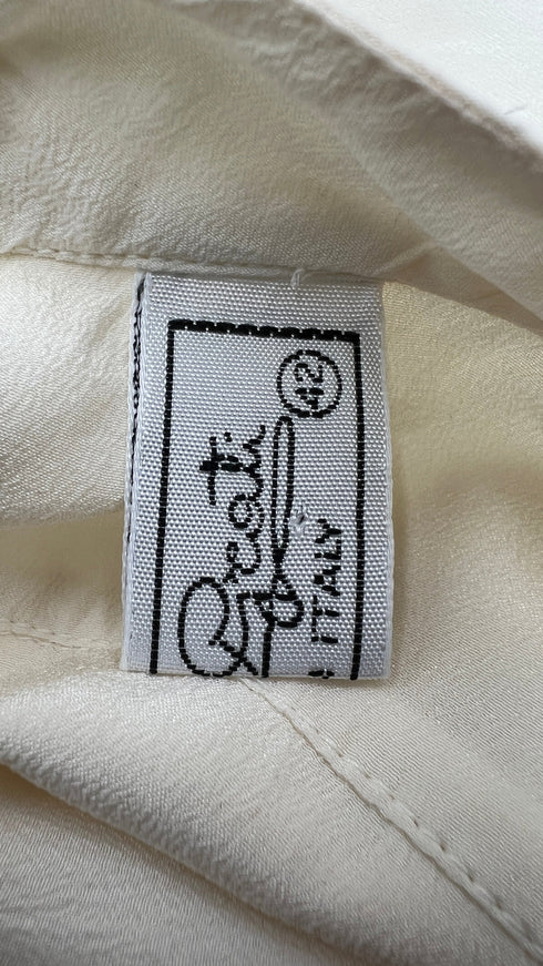 Blusa girocollo in seta con fiocco