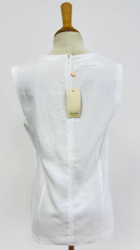 Top scollo V con cartellino