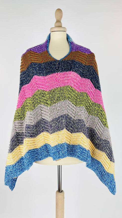 Poncho a righe multicolor