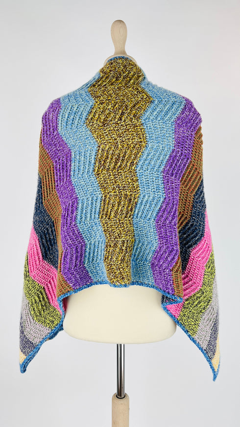 Poncho a righe multicolor