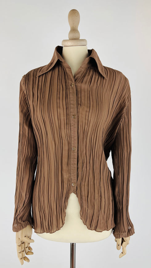 Camicia marrone plissé