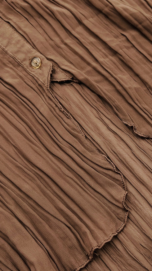 Camicia marrone plissé