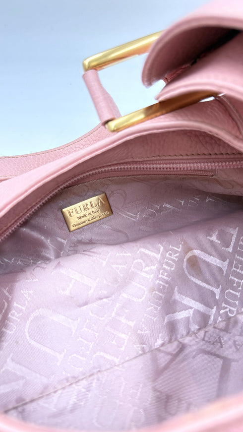 Borsa a spalla in pelle rosa