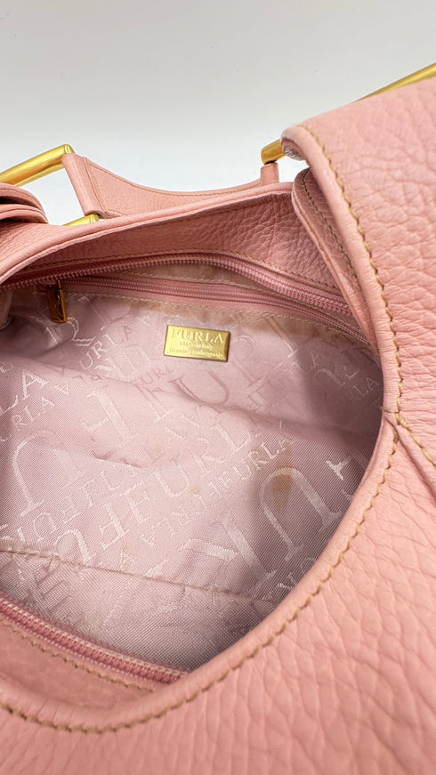 Borsa a spalla in pelle rosa