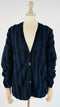 Cardigan blu-nero sfrangiato