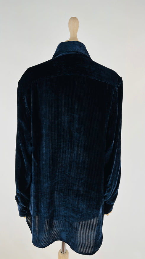 Camicia blu a costine