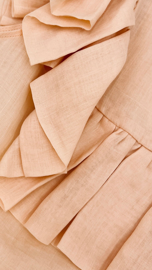 Top smanicato con volant