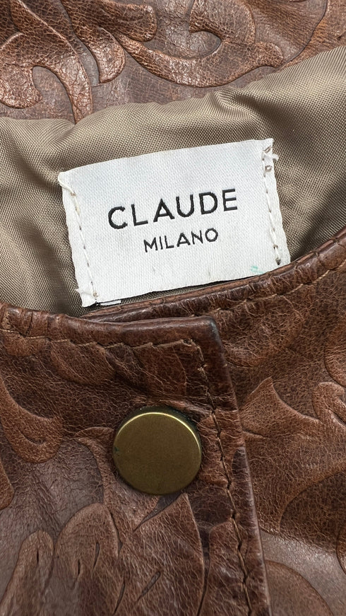 Giacca in pelle floreale