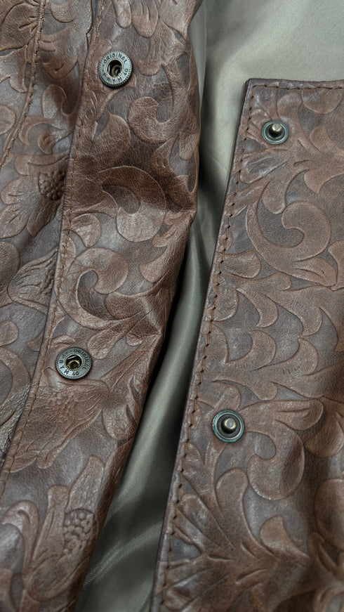 Giacca in pelle floreale