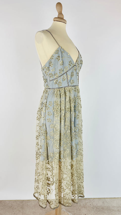 Abito midi fiori ricamati