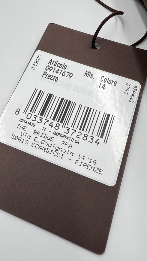 Pochette in pelle con cartellino