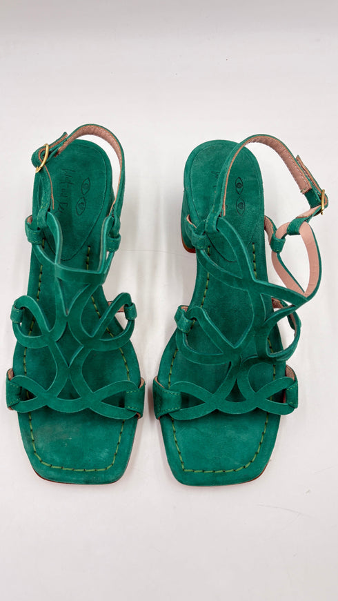 Sandalo in suede verde N.35/36/40/42