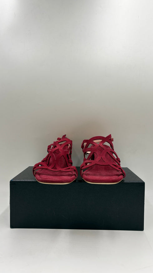 Sandalo in suede bordeaux N.42