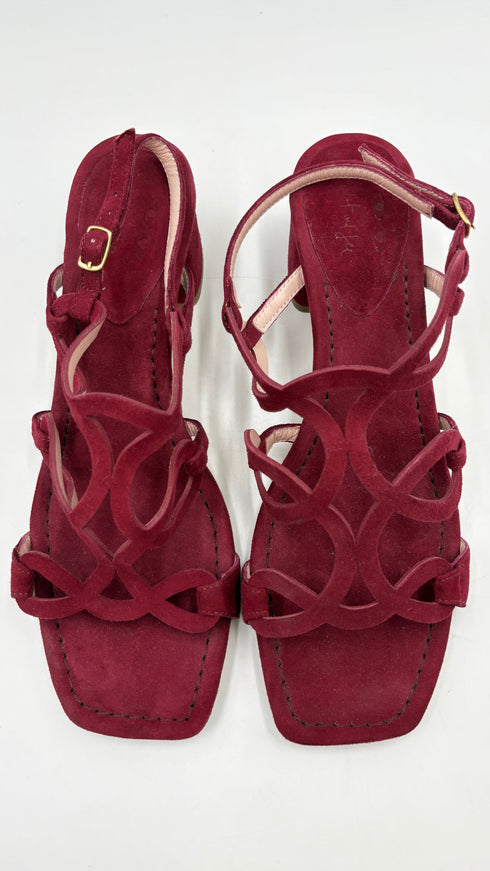 Sandalo in suede bordeaux N.42