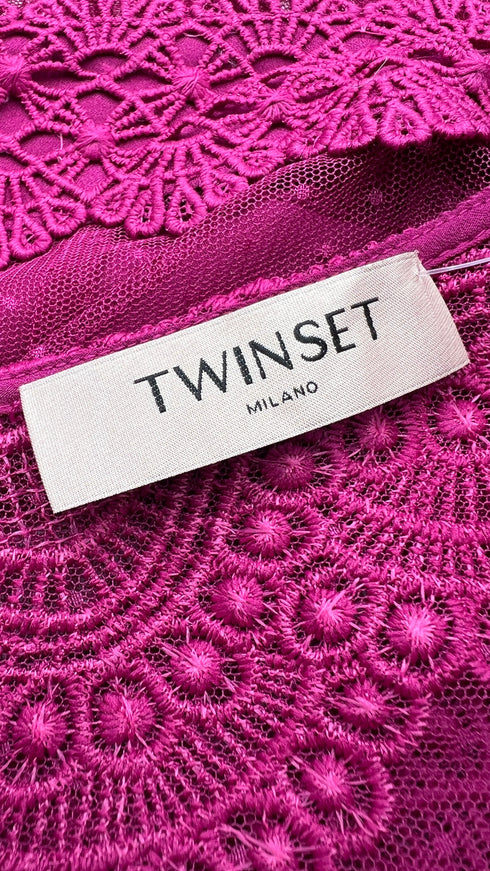 Abito corto righe pizzo