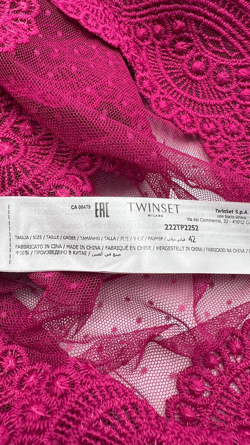 Abito corto righe pizzo