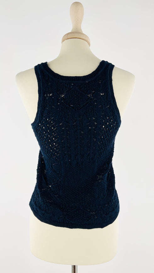 Top in maglia blu navy