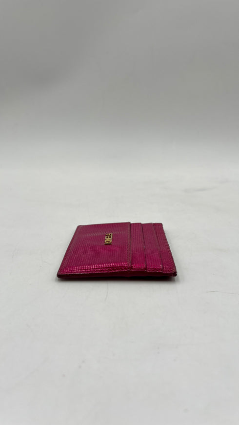 Portacarte fucsia metallizzato