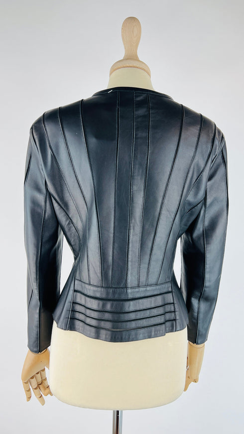 Giacca in pelle a righe