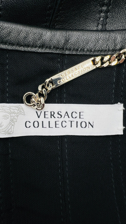 Giacca in pelle a righe