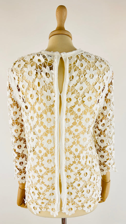 Blusa girocollo in pizzo