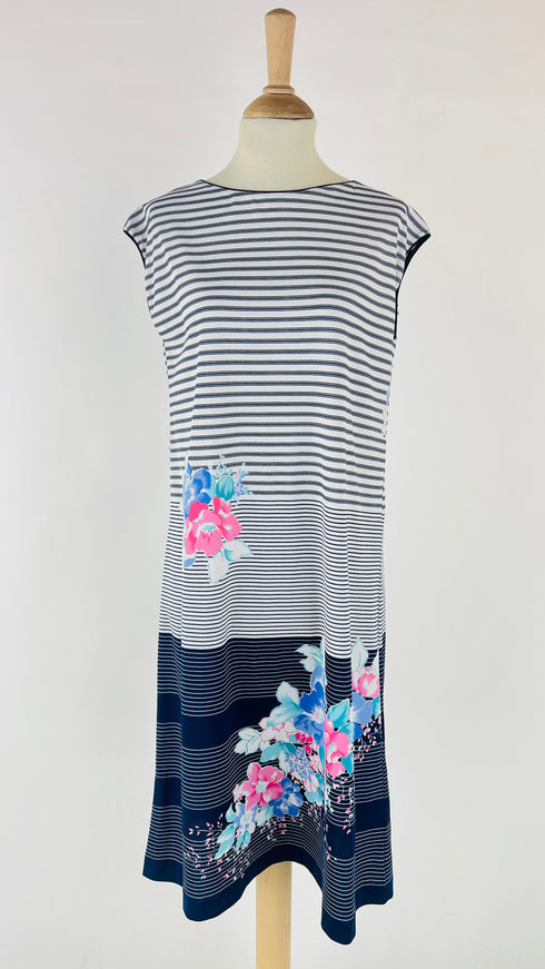 Abito midi a righe e margherite