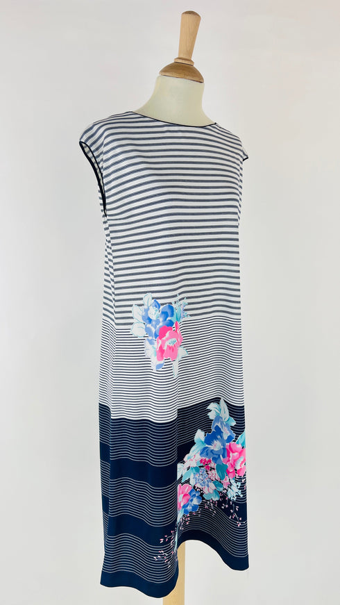 Abito midi a righe e margherite