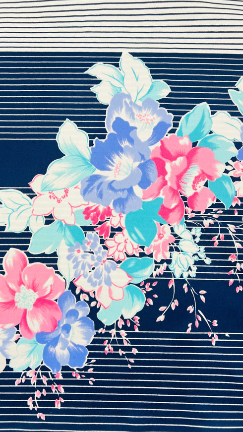 Abito midi a righe e margherite