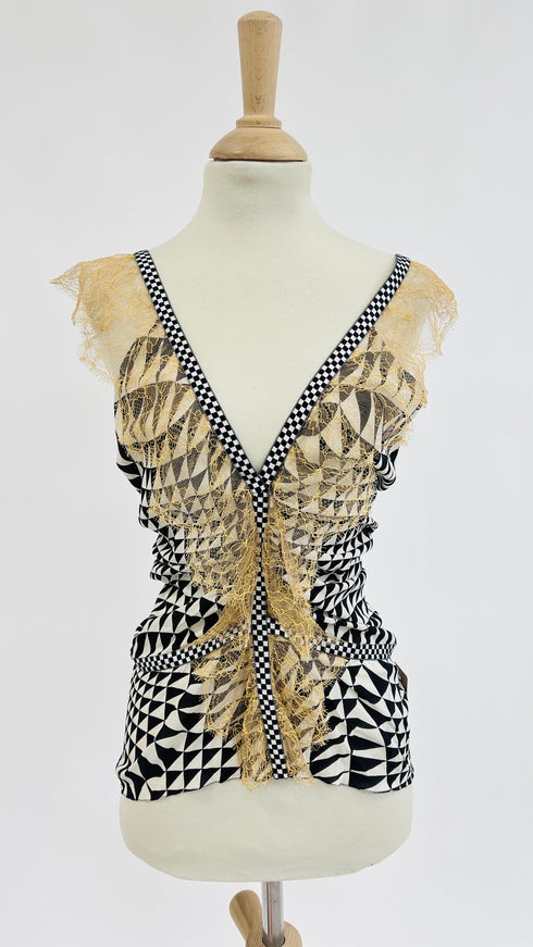 Top smanicato con scollo a V