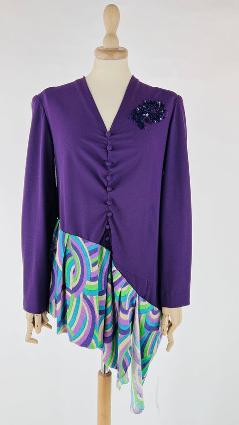 Camicia crepe asimmetrica con cartellino