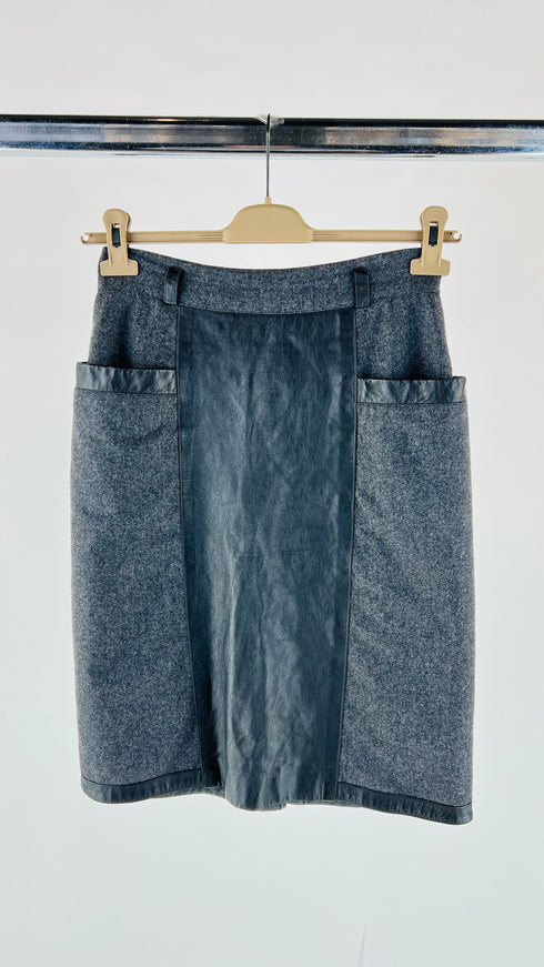 Gonna midi tubino inserti pelle