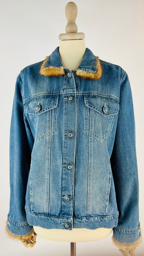 Giubotto in denim inserti pelliccia