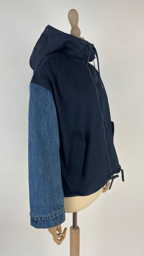 Giubotto in tessuto e denim
