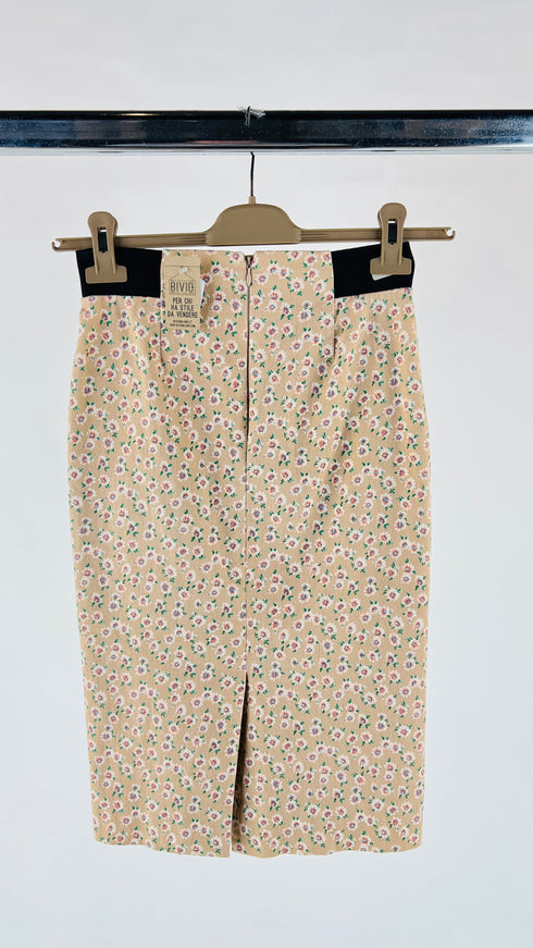 Gonna midi tubino a fiori con elastico