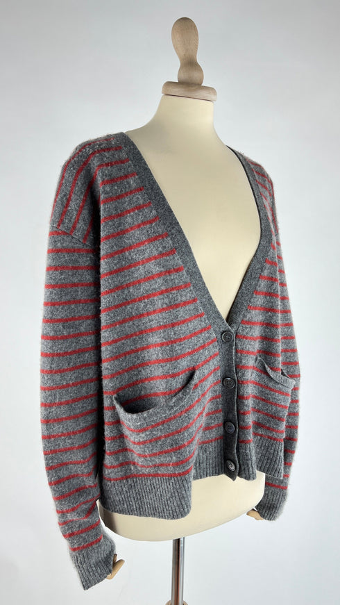 Cardigan boxy a righe