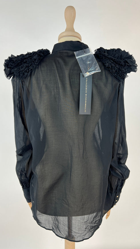 Camicia con rouches con cartellino