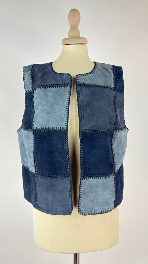 Gilet in suede con cartellino