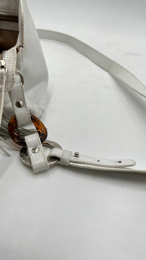 Borsa a spalla/mano in pelle bianca