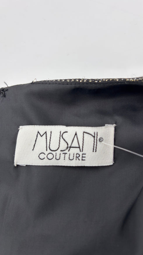 Abito midi con volant e inserti lamé