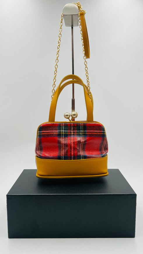 Borsa con chiusura a scatto tartan