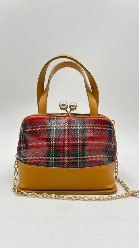 Borsa con chiusura a scatto tartan